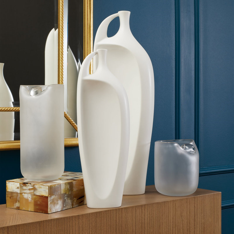 Poise Vase, 8" H x 6.5" W x 6.5" D, White
