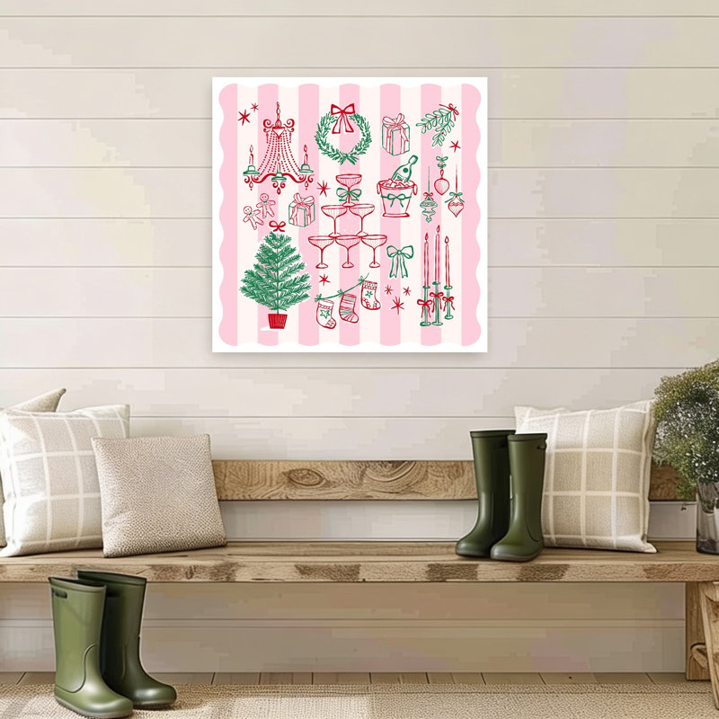 Affiche murale vintage élégante et rétro représentant un sapin de Noël dans un décor naturel, idéale pour une fête de Noël classique.