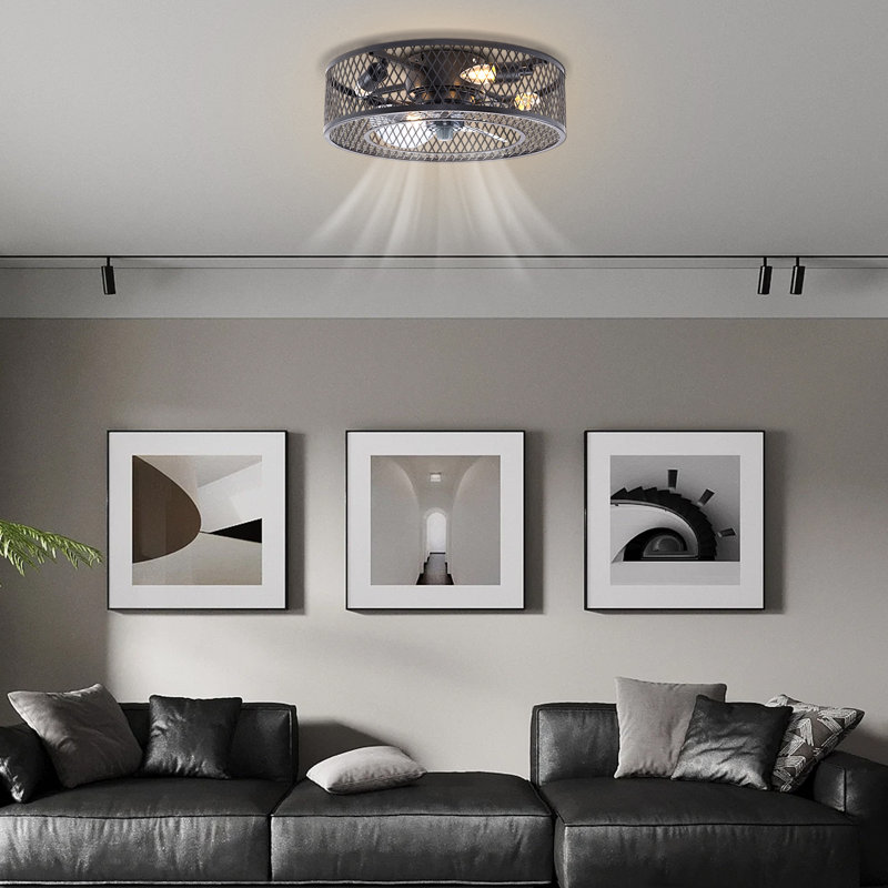 Hallas 18'' Flush Mount Ceiling Fan with Light Kit
