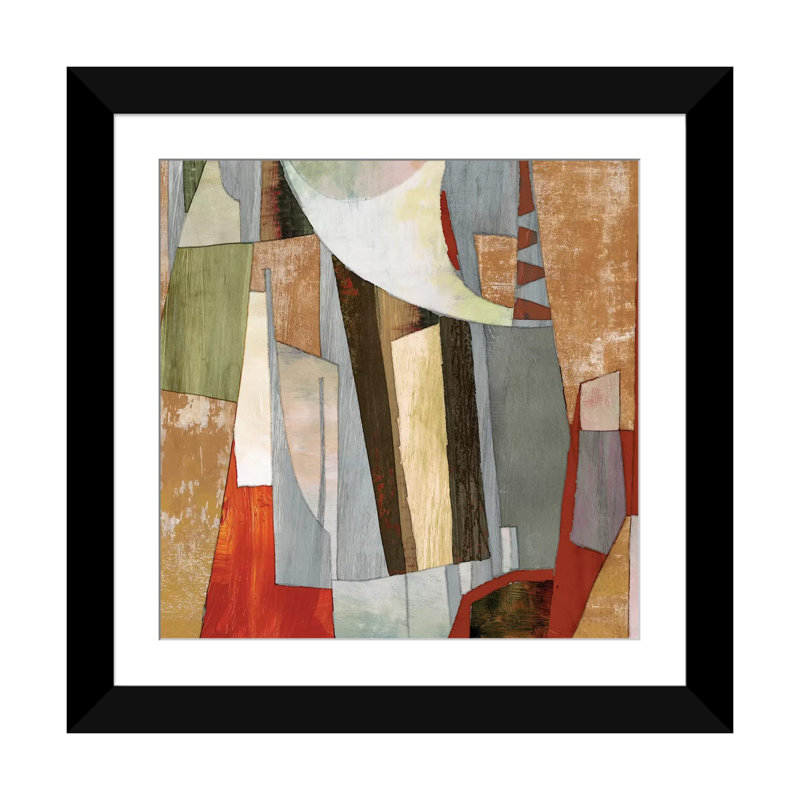 «Landscape Collage», reproduction d'impression sur toile, H 16 po x l 16 po x P 1 po, Papier beaux-arts encadré noir, Blanc