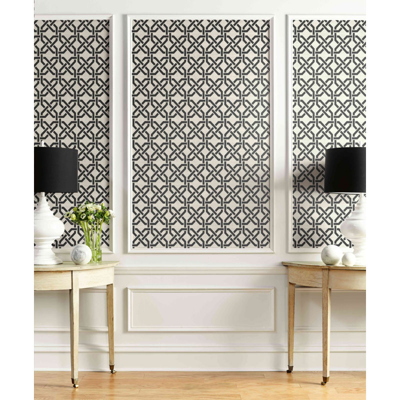 Rouleau de papier peint à motif de treillis géométrique Avabelle L 27 pi x l 27 po, Noir