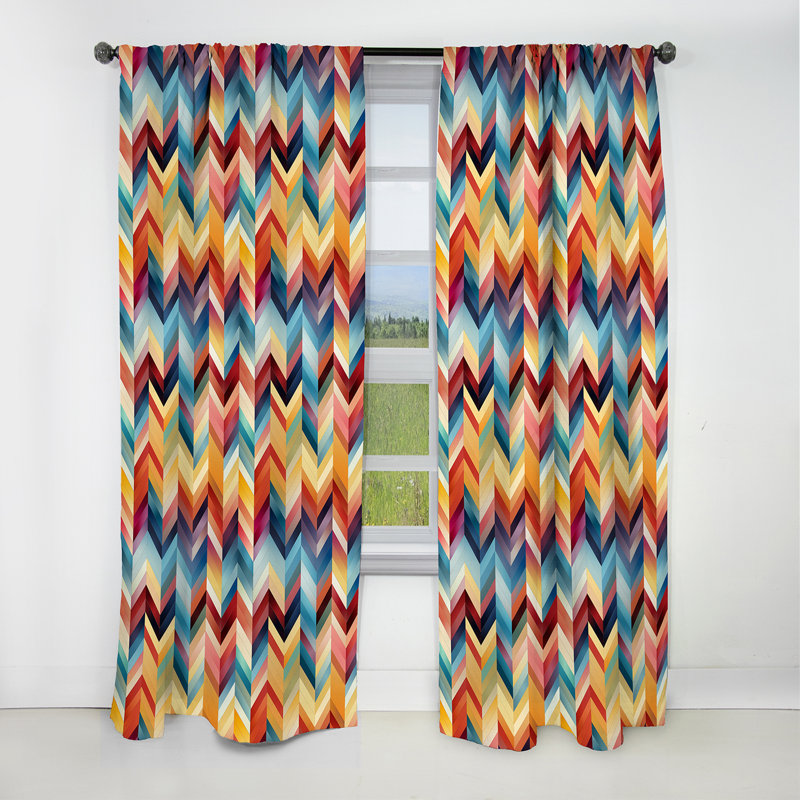 Motif à chevrons en mosaïque de la culture I, rideau occultant - 1 panneau, L 52 po x L 84 po
