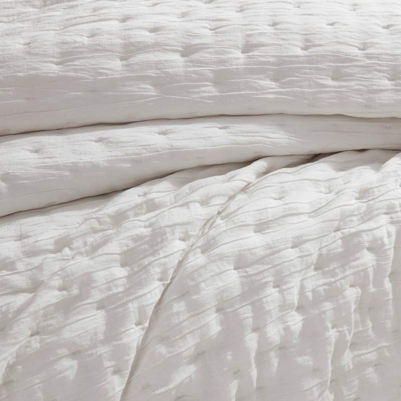 Meditate Linen Quilt, Queen Quilt, Ivory
