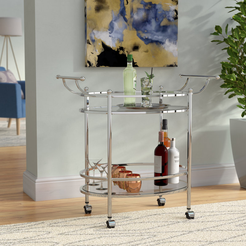 Agnuni Chrome and Glass Bar Cart