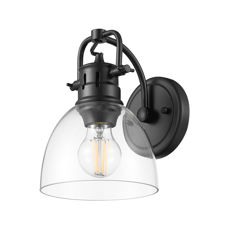 Meuble-lavabo 1 lumière avec verre transparent Iftimie, Noir mat