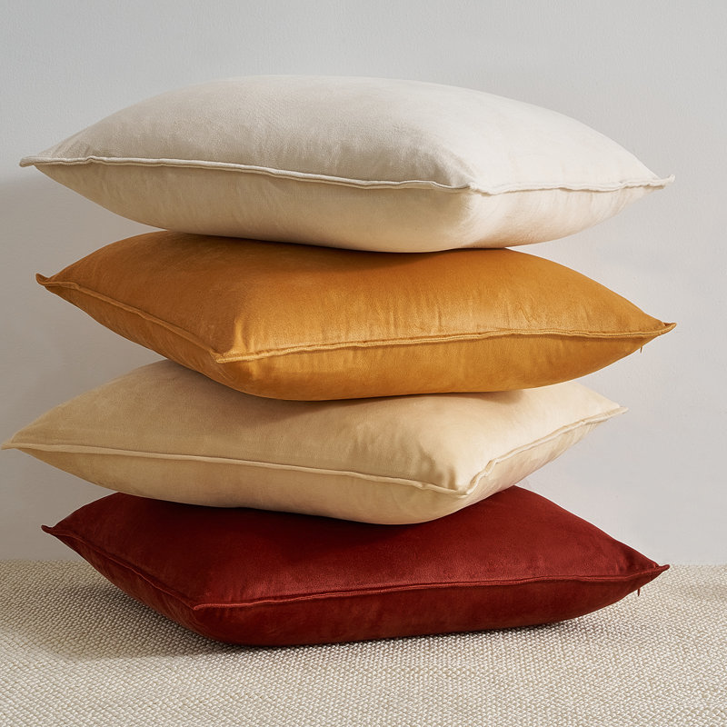 Velvet Reversible Pillow Cover, 20''H x 20''W, Orange/White