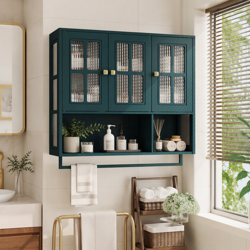 Armoire murale en bois 3 portes, Vert foncé