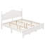 Structure de lit en bois avec tête de lit ondulée, structure de lit plateforme en bois rétro avec support en lattes de bois-910343614