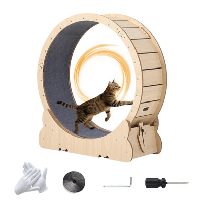 Roue d'exercice pour chat 39,4 po avec tapis amovible, roue de course et centre d'activité pour chats