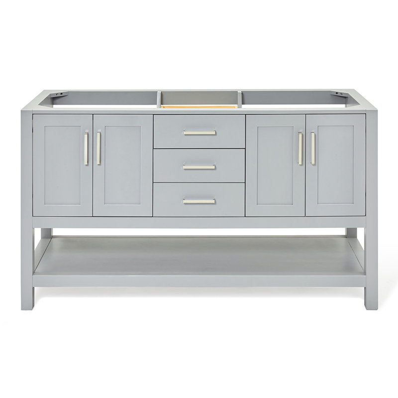 60'' W Double Bathroom Vanity Base, Gray