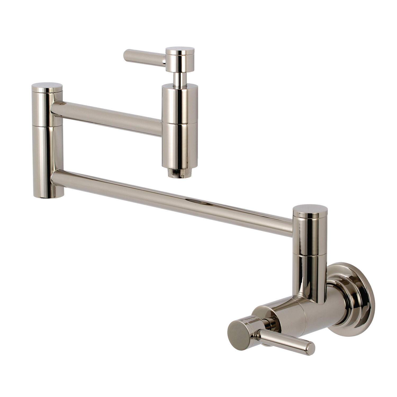 Kingston Brass Concord Two-Handle 1-Hole Wall Mount Pot Filler Faucet, Polished Nickel