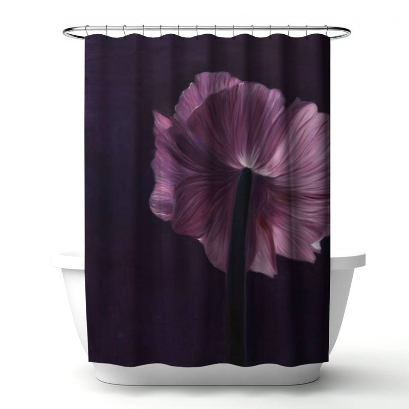 Floral – Polyester Shower Curtain, Dye Sublimation Print, 71" W × 74" L