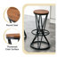 Ensemble de table bistro 3 pièces de style industriel avec finition grain de bois de noyer - Ensemble de salle à manger moderne à hauteur de barre ronde pour îlot de cuisine et petits espaces-877551349