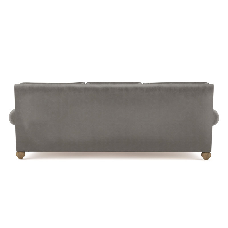 Leroy Rolled Panel-Arm Sofa with Bun Feet, 36" H x 96" W x 43" D, Vintage Leather Pumice, Weathered