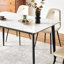 Table de salle à manger 56,12 "X 29,46" avec plateau en porcelaine blanche et pieds en métal, pieds rectangulaires pour la cuisine