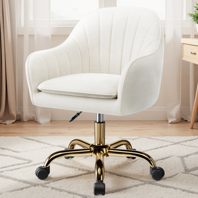 Modern Velvet Vanity Task Chair with Rolling Casters