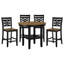 Table de salle à manger 5 pièces à hauteur de comptoir avec rangement et 4 chaises à finition bicolore rustique et moderne pour un coin 5 pièces brun noir contemporain