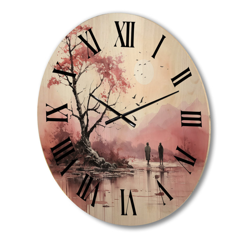 Horloge murale contemporaine sur bois avec art contemporain, Grand