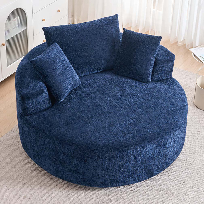 Fauteuil demi-tonneau pivotant Chenille, Bleu