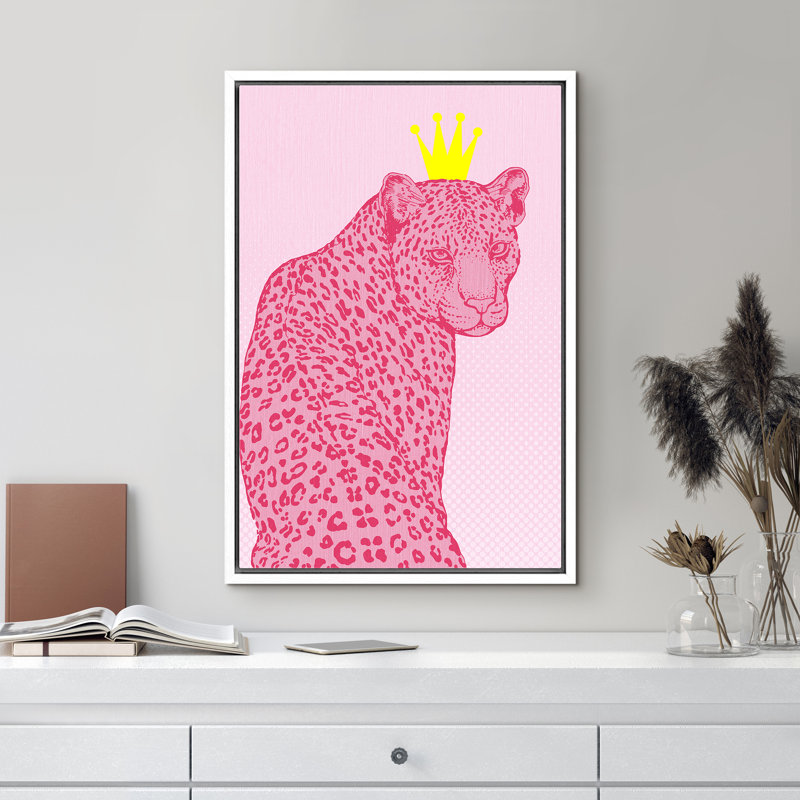 «Bright Preppy Animals», léopard rose, décor de ferme, animaux de la nature rustique, art moderne, décor douillet encadré sur toile