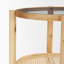 Kimsey Solid Light Brown Wood And Glass Top W/ Cane Side Table
