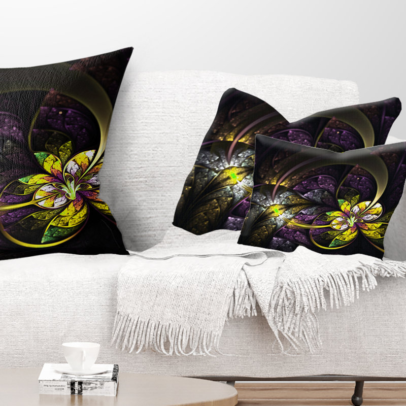 Coussin lombaire en fleur d’art beige numérique floral