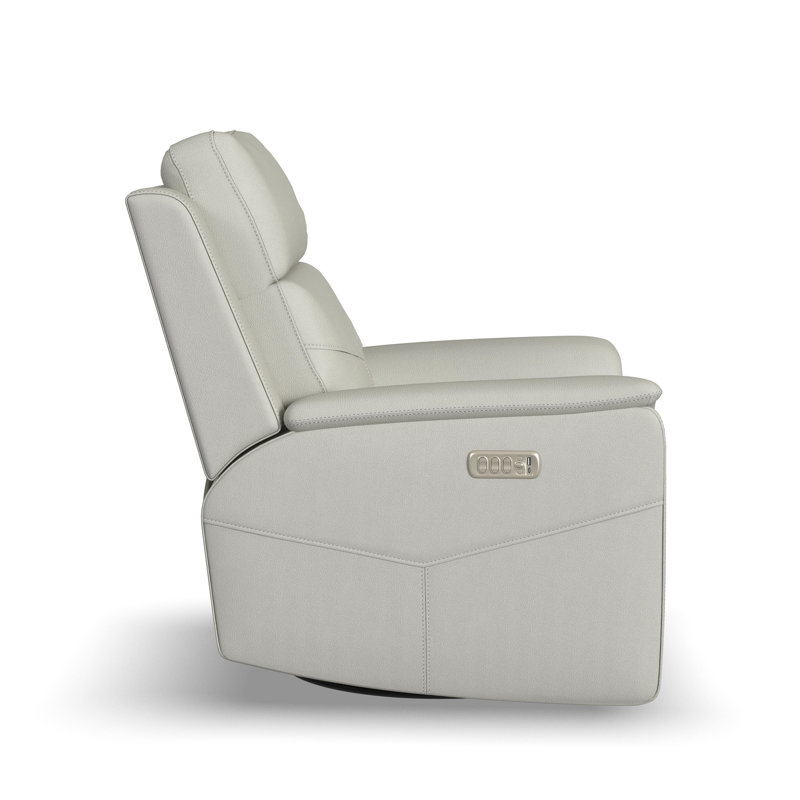 Titus Swivel Gliding Recliner With Power Headrest, Lumbar, Heat & Massage, Gray