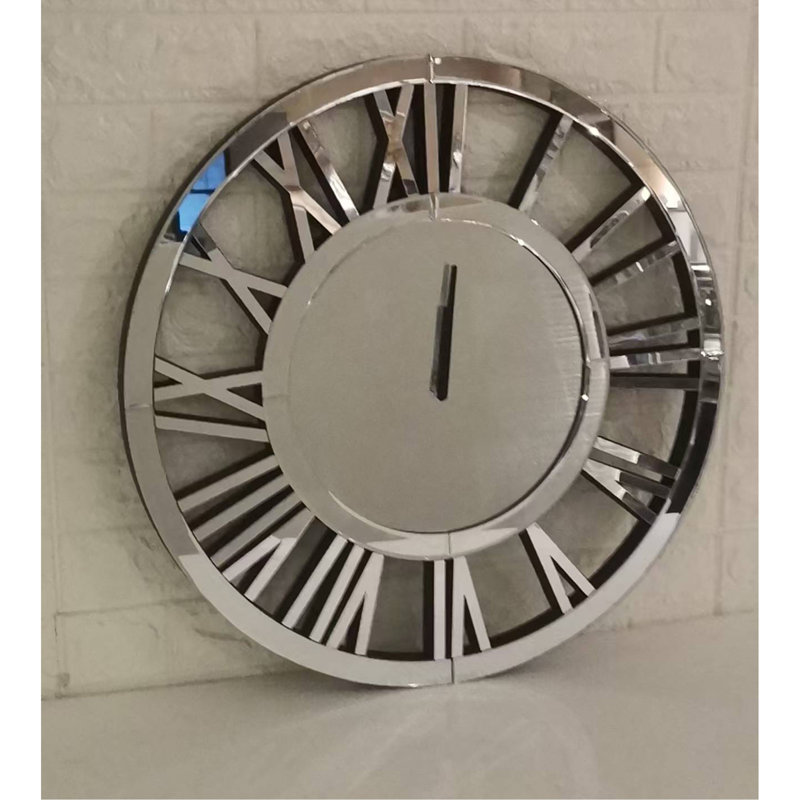 Grande horloge murale décorative, horloge murale en miroir pour le décor du salon, grande horloge murale moderne, aiguille des heures et des minutes, à piles