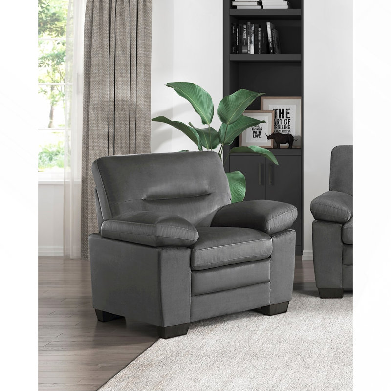 Fauteuil moelleux et confortable rembourré en tissu gris foncé Sleek Design Living Furniture