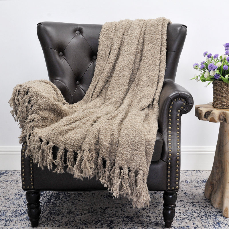 Mimosa Yellow Reversible Knitted Polyester Throw Blanket