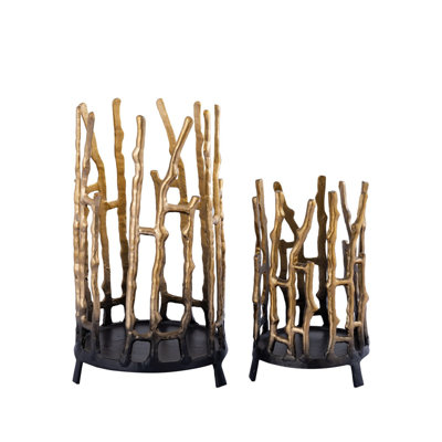 2 Piece Aluminium Tealight Holder Set