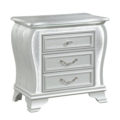 Aria Silver Nightstand With Led