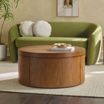 Modern Round Solid Wood 36" Coffee Table With Hidden Storage by Latitude Run
