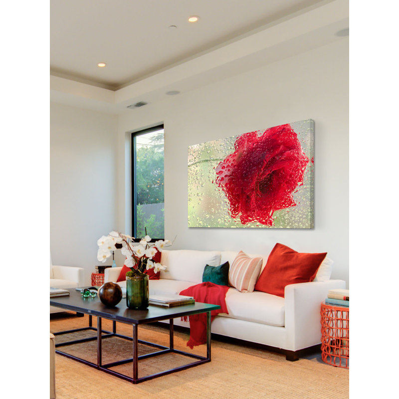 Red Rose In A Light Rain by Don Schwartz - Wrapped Canvas Print, 102 cm H x 152 cm W x 4 cm D