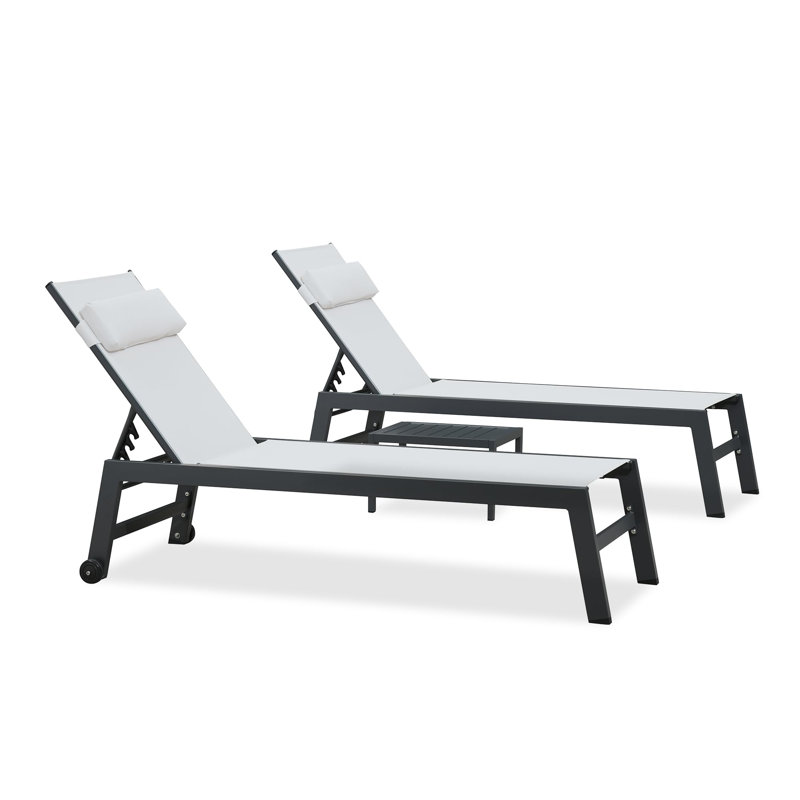 Shiner 3-Piece Aluminum Patio Chaise Lounge Set, White
