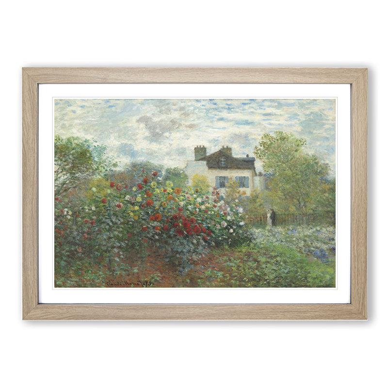 Garden in Argenteuil by Claude Monet - Picture Frame Painting, 27cm H x 36cm W x 2cm D, Oak Framed