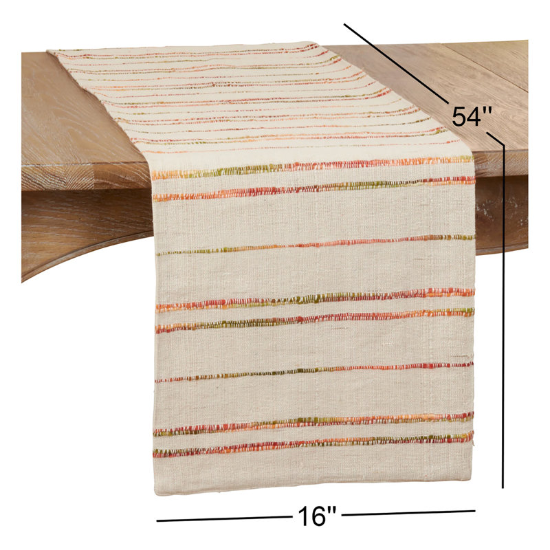 Tabron Striped 100% Cotton Table Runner, 54" x 16"