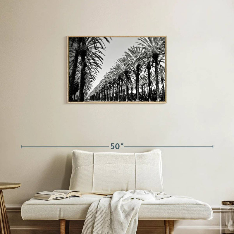 Palmiers en ordre, Cadre flottant en bois naturel, 31 po x 21 po