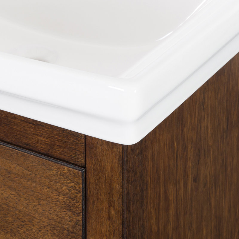 24'' Single Bathroom Vanity with Ceramic Top, Dark Walnut