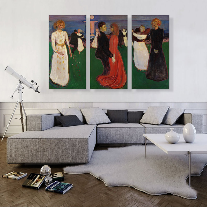 «Dance of Life 1900» par Edvard Munch, ensemble de 3 reproductions d'art sur toiles tendues, H 40 po x l 60 po x 1,5 po