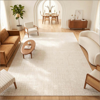 Tapis uni uni, tapis lavable à la machine pour le salon et la chambre à coucher