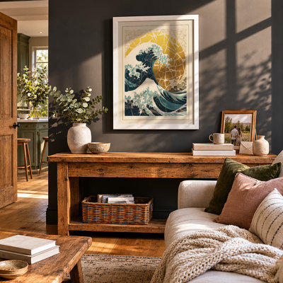 Wave And Rising Sun Japandi - Print
