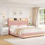 Ensemble de chambre à coucher moderne 3 pièces avec lit en velours et deux tables de chevet avec rangement-914007679-906890441