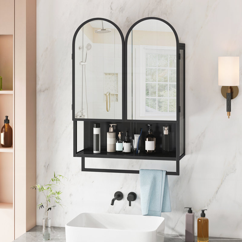 Armoire à miroir 23,62 po, Noir