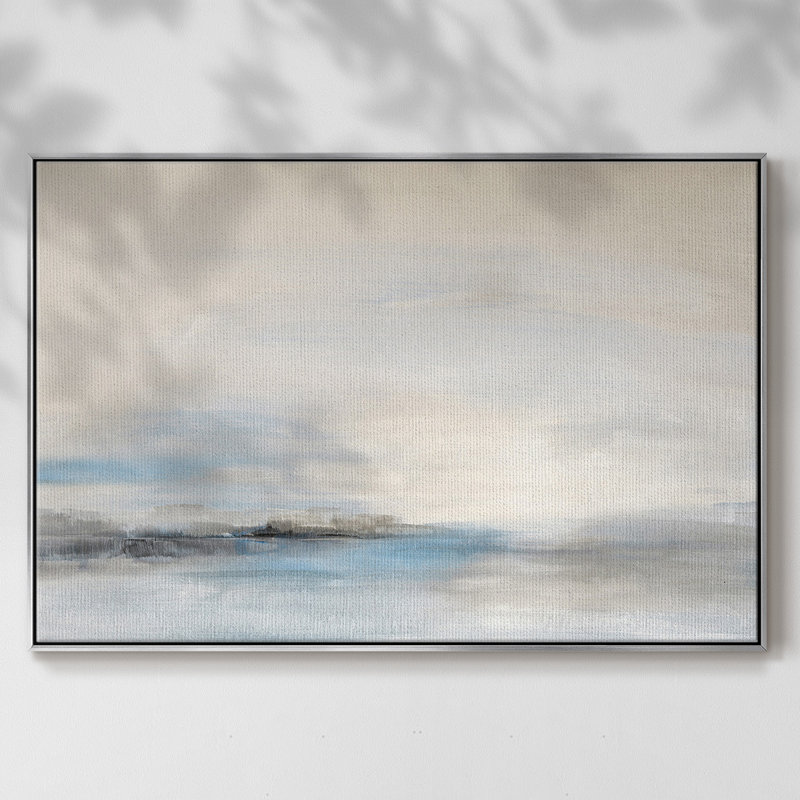 Doux distance encadrée sur toile, H 25 po x l 37 po x P 2 po, Encadrement argenté