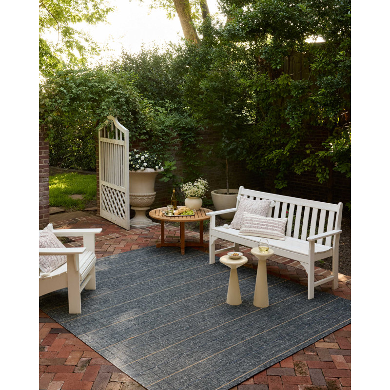 Gracie Oaks Altia Sky / Wheat Indoor / Outdoor Area Rug, Rectangle 5' x 7'3"