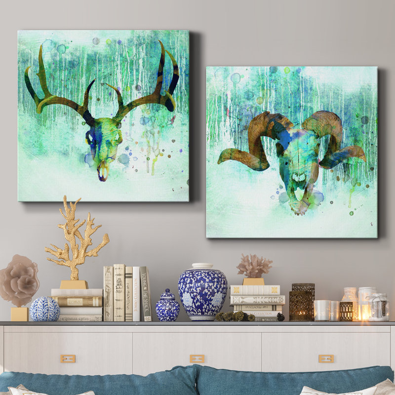 " Beyond The Forest I " 2 - Pieces, 16" H x 16" W x 1" D, Wrapped Canvas