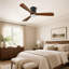 Ventilateur de plafond intelligent à profil bas avec lumière DEL à intensité variable, télécommande et pales en bois massif-699762327