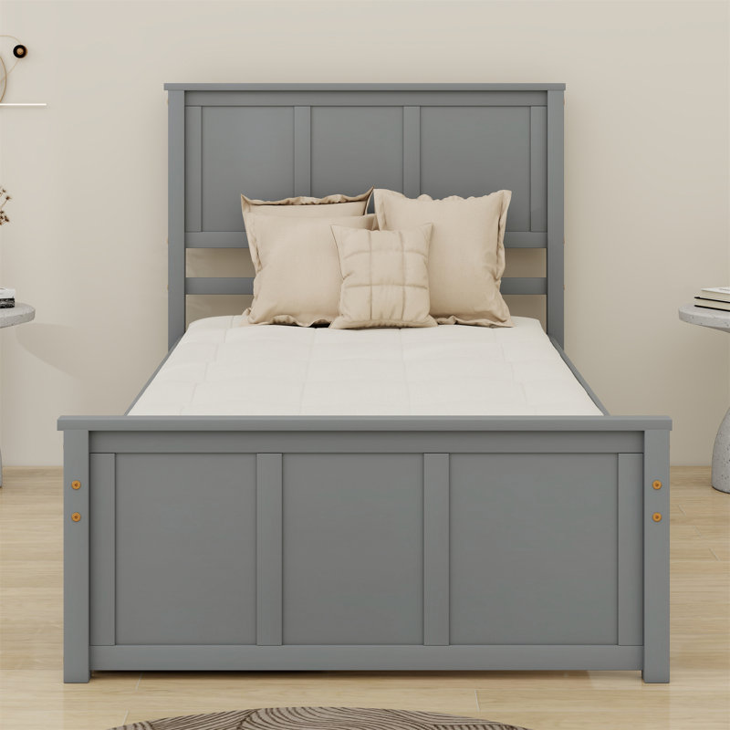 Lit plateforme avec rangement à 2 tiroirs, Gris