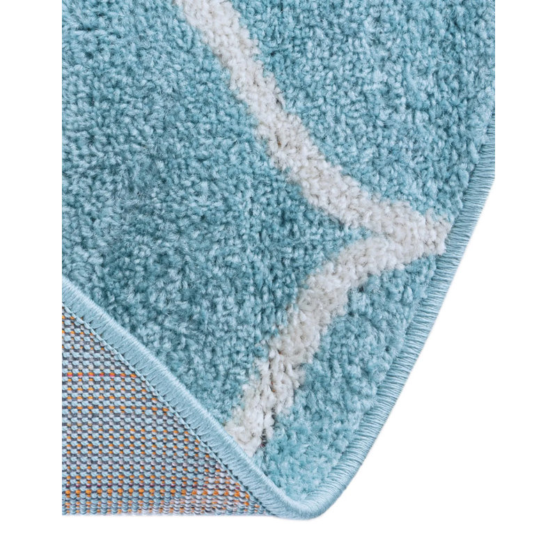 Tapis bleu clair Lllan, Rond 4 pi 1 po